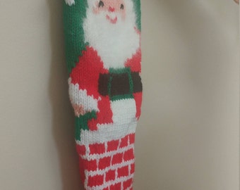Hand Knit Santa Christmas Stocking