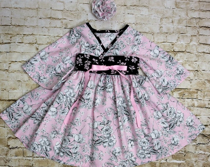 Pink Little Girls Dress - Toddler Girl Clothes - Flower Girl Dresses - Handmade - Birthday - Tea Party - Pageant - Wedding - 2t to 7 years