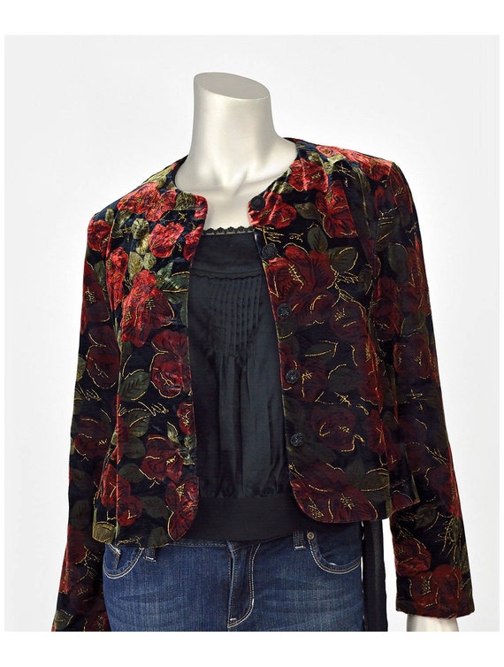 red floral jacket