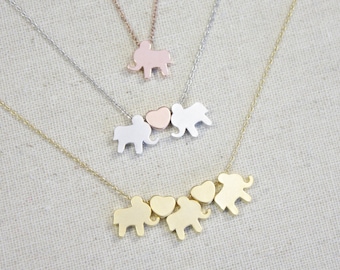 Elephant Necklace | I Heart Elephants | Elephant Love | Animal Lover | Gift for Her | Mommy and Me | Best Friends | Mothers Day Gift