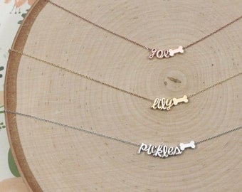 Dog Bone Necklace with Name | Fur Mama | Doggie Bone | Pet Lover | Best Friend | Dog Lover | Pet Name | Animal Lover | Mothers Day Gift