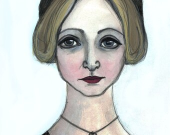 Anais Nin Art Print, Literary Portrait, Feminist Art, Gifts for book lovers, Writers Illustration (6x8) Library Decor