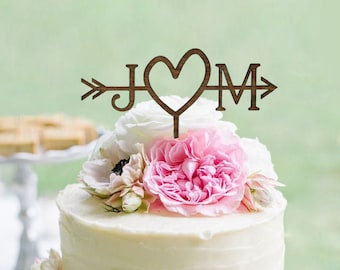 Rustic Wedding Arrow Cake Topper | Decoration | Beach wedding | Bridal Shower | Initials Cake Topper | Rustic Country Chic Wedding Top