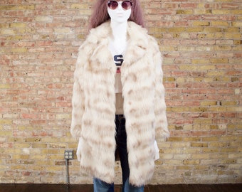 heartbreak hotel faux fur coat / white faux fur coat / mid length coat / oversized / 70s faux fur / penny lane / bohemian / boho winter coat