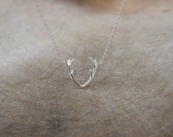 Sterling silver Antler Necklace, Reindeer necklace, Silver Necklace, Layered Necklace, Christmas gift, Boho, Bohemian, simple necklace
