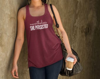 Feminist Tank: "Nevertheless She Persisted" racerback (multiple colors) by Fourth Wave feminist apparel, handmade, super soft, great gift!
