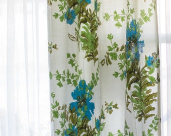 Mid Century Floral Pinch Pleat Drapes/Curtains- 6 panels left - sold separately- each 24" X 82" - Vintage