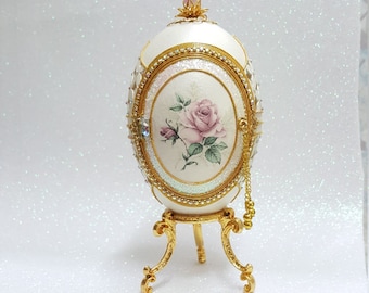 Decorated Goose Egg. Handmade Faberge-like ornament.
