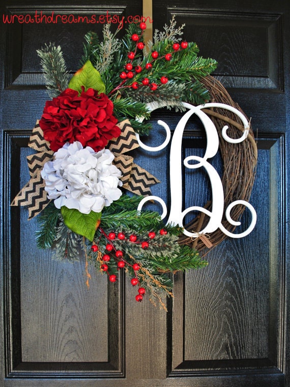 Christmas Grapevine Wreath with Burlap. Christmas by WreathDreams