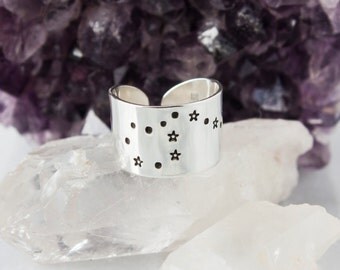 Aquarius Star Sign Zodiac Constellation Ring. Zodiac jewelry. Aquarius gift. Zodiac ring. Sterling Silver or Aluminum Constellation ring RTS
