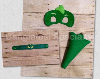 Gekko,Gecko PJ Mask Inspired Costume Mask Tail Bracelet Set/Child/Adult/Pretend Play/Costume/Halloween/Photo Booth/Birthday/Party Favor/Gift