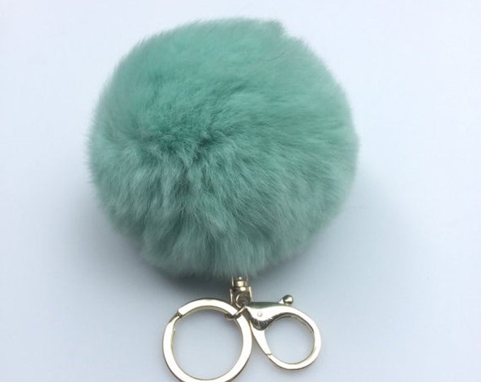 Candy Green fur ball key chain fur bagcharm pom pom