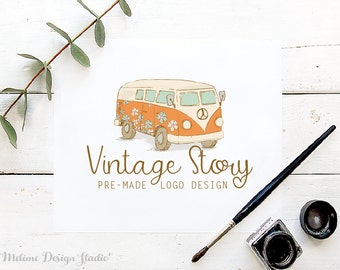 Vintage Style Logo, Pre-made Logo Design, Vintage Van Logo, Business Logo Branding, Hand Drawn Logo (43-LOGO)