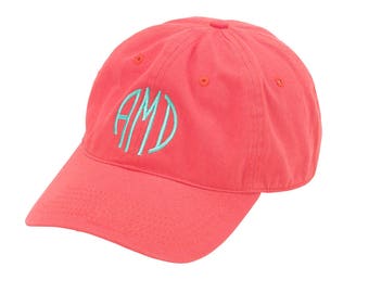 Personalized Coral Baseball Cap - Monogram Hat - Womens Hats - Adult Monogrammed Hats - Ladies Baseball Hat - Monogrammed Hats for Women