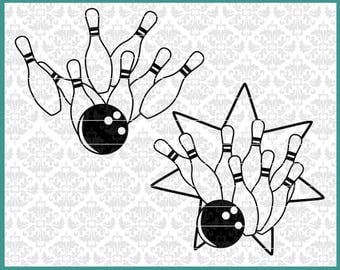 CLN0523 Bowling Team Strike Clipart Pins Bowler Ball Turkey SVG DXF Ai Eps PNG Vector Instant Download Commercial Cut File Cricut Silhouette