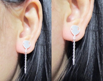 Invisible clip on earrings, 14B, Gift For Her, Silver Balloon Clip on Stud earrings Dangle Earrings Drop Earrings Non Pierced Earrings