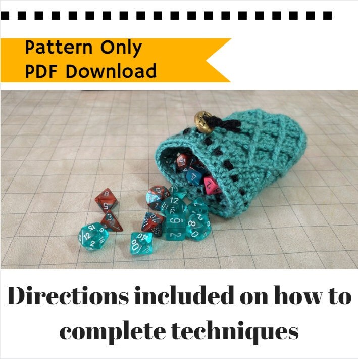 PATTERN Dice Bag Dragon Egg crochet pattern drawstring bag