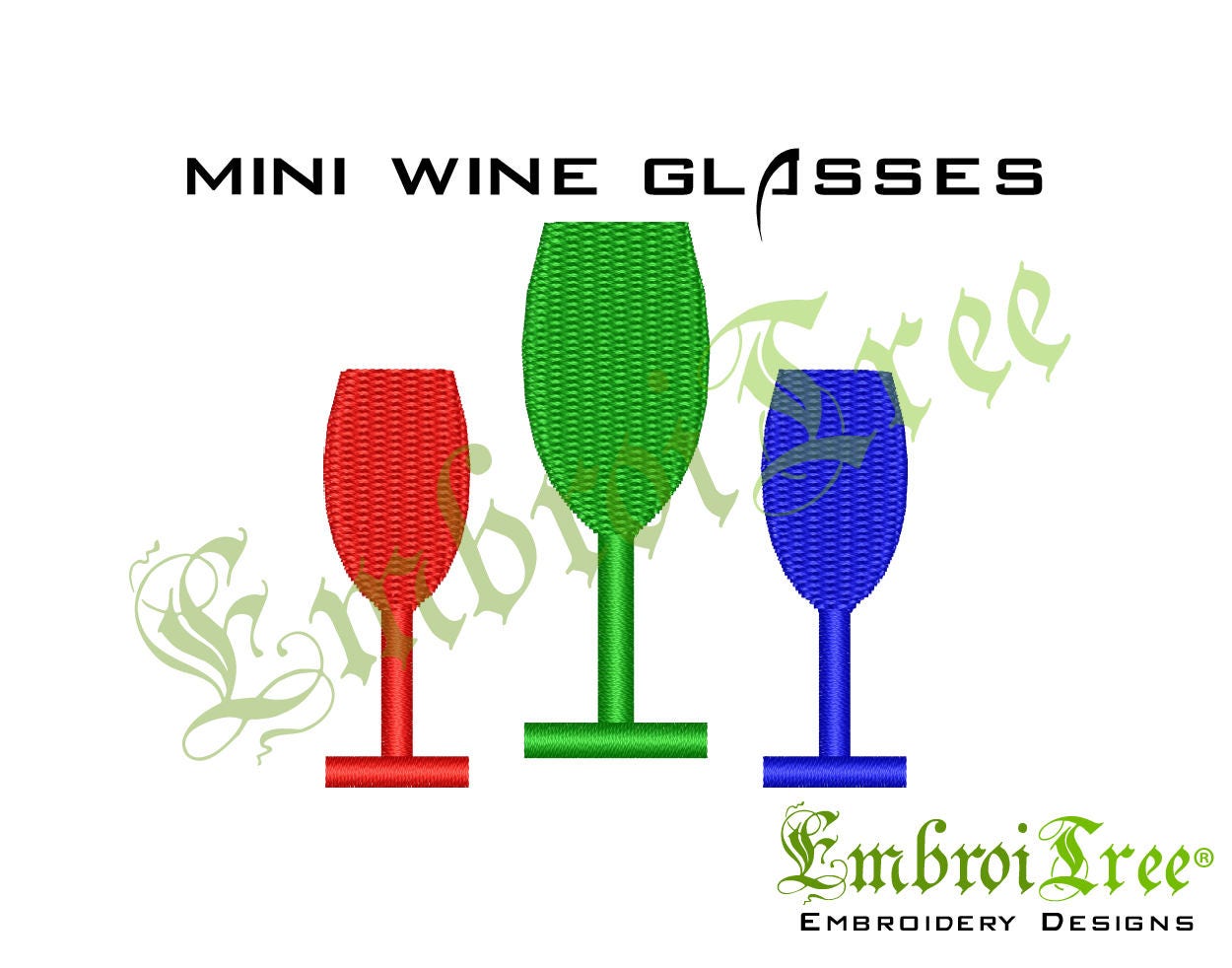 Mini Wine Glasses Embroidery Design Machine Embroidery Wine