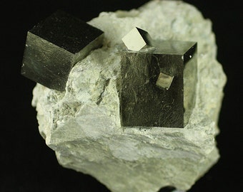 Golden Pyrite Cubes on Matrix, Spain- Mineral Specimen for Sale