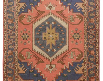 Old persian oriental rug (turkish rug afghan rug) Ardebil Azerbaijan handmade medallion rug Cm 194x150 retro style wool rug Free shipping