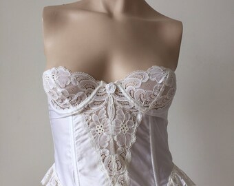White lace frill corset