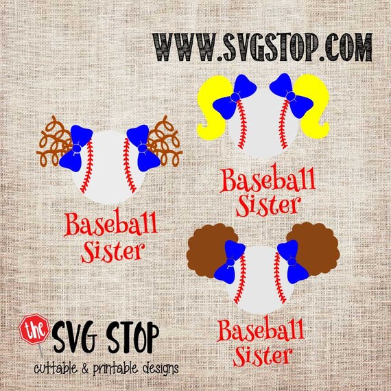 Baseball sister pigtails Svg Dxf Jpg Png and Eps cut file