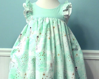 Mermaid Summer Dress - Mermaid Dress - Summer Dress - Girls Mermaid Dress - Toddler Mermaid Dress - Beach Dress - Birthday Party Dress -