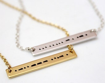 Sister Morse Code, Morse Code Necklace, Morse Code Jewelry, Silver Bar Necklace, Sister Necklace, Bridesmaid Gift, Christmas Gift