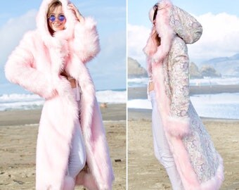 COTTON CANDY FAIRY Fur Coat | Burning Man | Playa Jacket | Mens Costume | Faux fur coat for men | Boho Coats