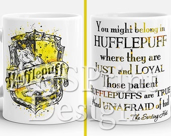 Harry Potter Hufflepuff Crest Quote Mug Hufflepuff Crest Watercolor Art Cup Coffee Mug Tea Mug Birthday Gift Christmas Gift Gift for Her