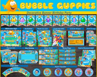 Bubble Guppies printable party kit, Bubble Guppies Party Birthday package, Guppies themed party kit, Party package, Bubble Guppies kit party