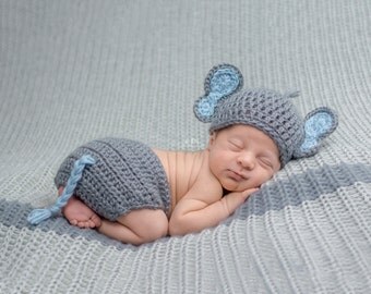 Boy Elephant Outfit - Baby Elephant Shower Gift - Elephant Nursery - Newborn Photo Prop - New Baby Gift - Baby Halloween Costume