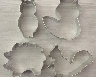 Set of 4 Woodland cookie cutter - baking supply, woodland party, woodland creature birthday, kids birthday, woodland shower, woodland theme