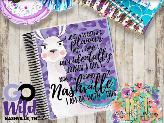 Official Go Wild Merchandise Llama Laminated 10 mil Planner Cover for Erin Condren, Recollection, Plum Paper, LimeLife, & others