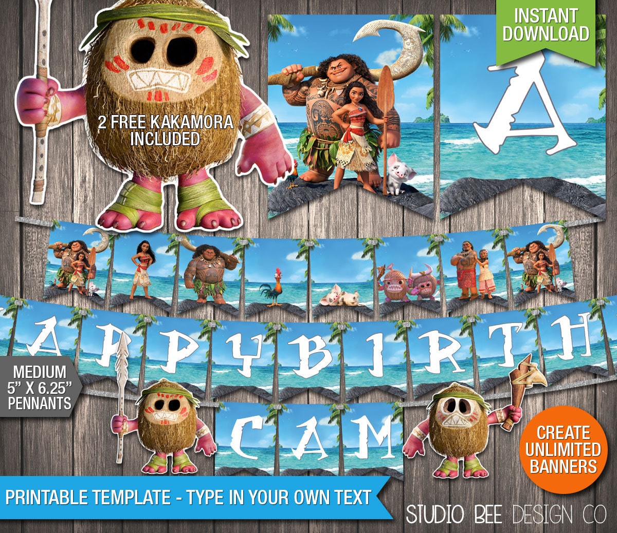 Moana Birthday Banner INSTANT DOWNLOAD Printable Disney