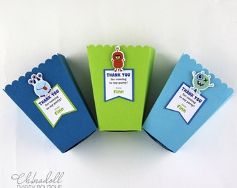 monster party favor popcorn boxes | 12 pack | little monsters party favour box | loot bags | party bags | cute monsters