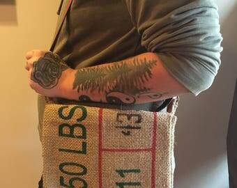 Burlap Bucket Messenger Bag w/ Adjustable Strap