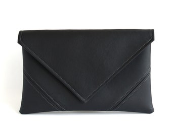 Black Clutch Purse Bridesmaid Clutch Bag Evening Bag Vegan Leather Clutch Gift For Her Vegan Bag Evening Clutch Vegan Purse Black Handbag