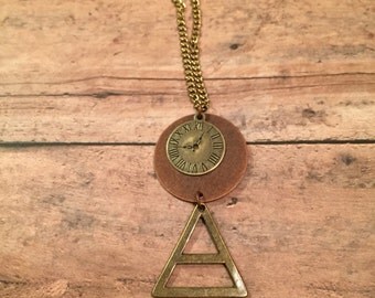 Bronze Triangle Clock Pendant