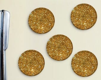Glitter Magnets - Gold, Yellow, Golden, Girly, Office, Organization, Home Office, Refrigerator, Fridge, Glitzy, Locker Magnet, Organize