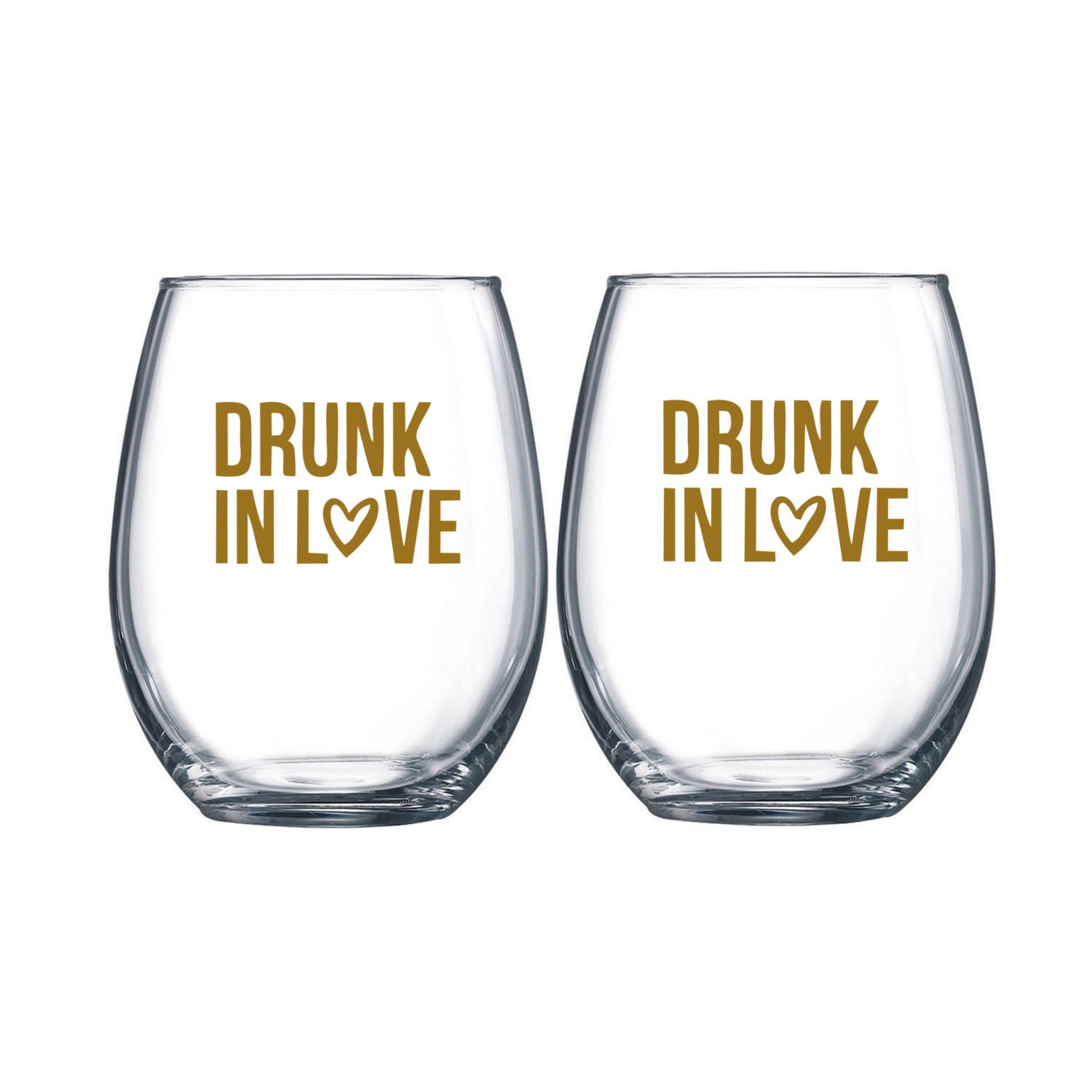 Drunk In Love Stemless Wine Glass Set of 2 Wine Glass Wedding