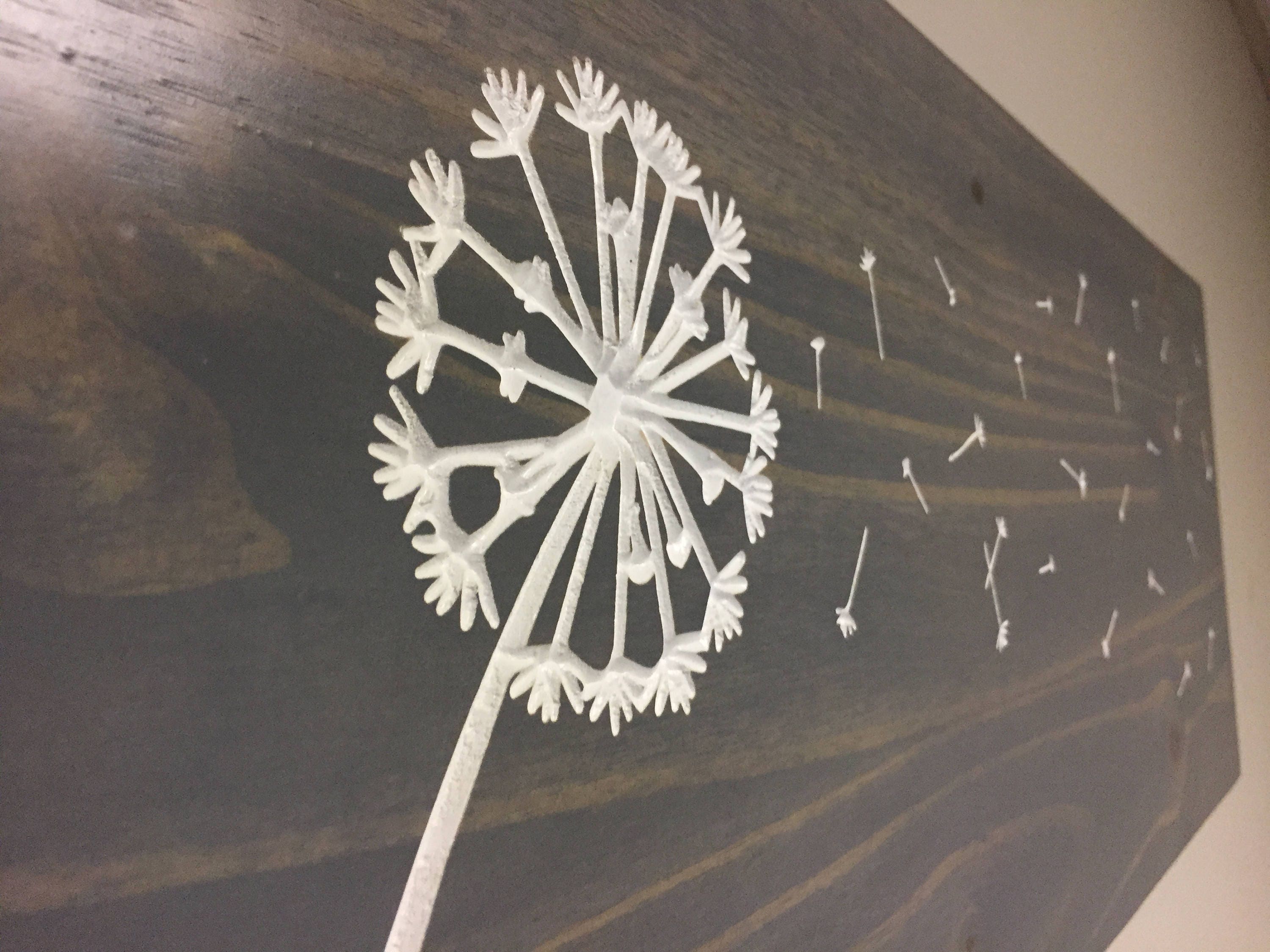Dandelion Wall Art wood Engraved Carved hanging sign