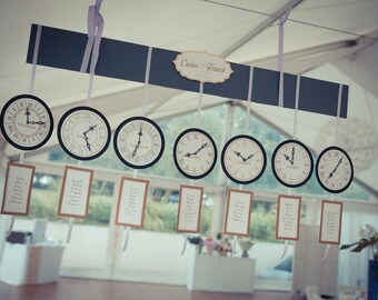 Plan dinner wedding table clocks