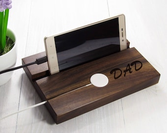 Fathers Day Gift From Daughter Personalized Apple Watch and iPhone Charger Gift for Dad Wood Docking Station Gifts For Dad From Daughter
