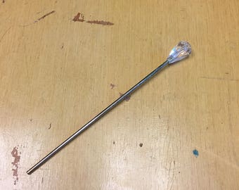 Vintage 1970s 1980s Ornamental Metal Hair Stick Hair Pin Crystal Hair Stick Retro Wedding Prom