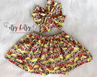 Baby Skirt and Headband set, Naruto, Naruto Cosplay, Naruto Birthday, Anime Baby, Baby, Baby Headband, Baby Girl Clothes, Baby Head Wraps