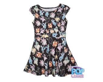 Eeveelution Kids Size Dress Pokemon Inspired Eevee Girls Dress Eeveelutions Dress Nintendo*MADE 2 ORDER, Month*