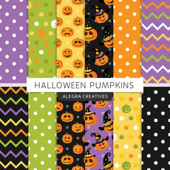 Halloween digital paper pumpkins scrapbook papers fun