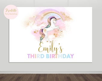 Unicorn Party Backdrop, Unicorn Backdrop, Unicorn Birthday, Photo Backdrop, Rainbow Party, Printable Backdrop,Photography Backdrop YOU PRINT