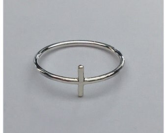 Cross Ring Solid .925 Sterling Silver Dainty stackable Midi Ring Knuckle Ring Solid Ring size 2 3 4 5 6 7 8 gift for her